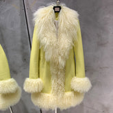 Women's Real Fur Accent Leather Coat Distinctive Luxury | HEYFANCYSTYLE